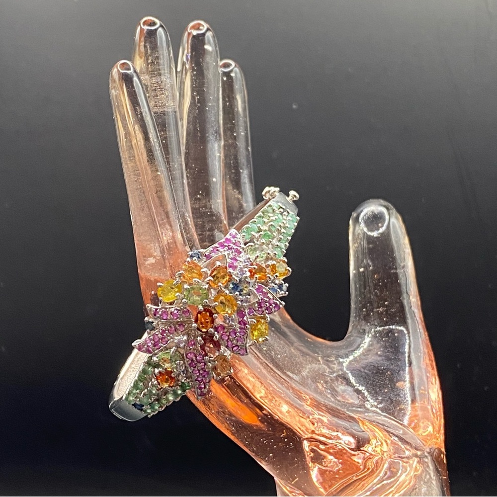 Genuine Multi-Gemstone Bangle Bracelet - image 4
